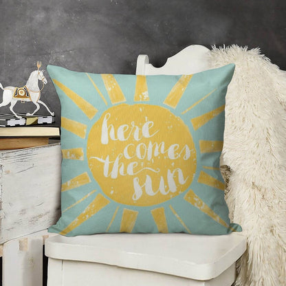 Here Comes The Sun Linen Throw Pillow Cover