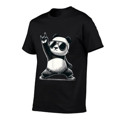 Retro Panda Rock Music Gift Men Kids Women Funny Panda T-Shirt