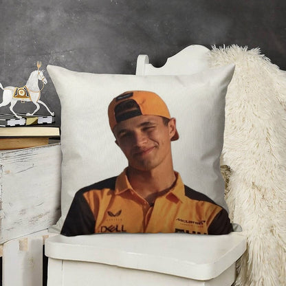 Lando Norris Linen Throw Pillow Cover