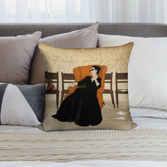 Oum Kolthoum Soft Hidden Zipper Throw Pillow