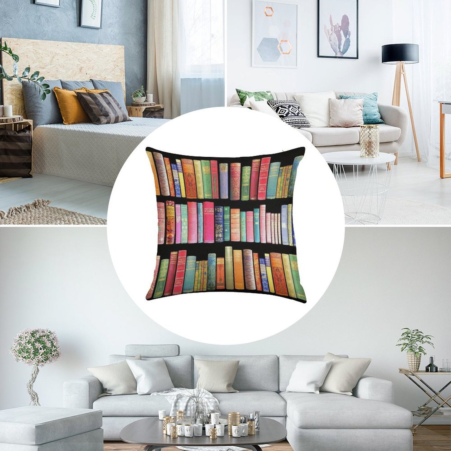 Bookworms Delight  Antique Book Library for Bibliophile Linen Throw Pillow Cover