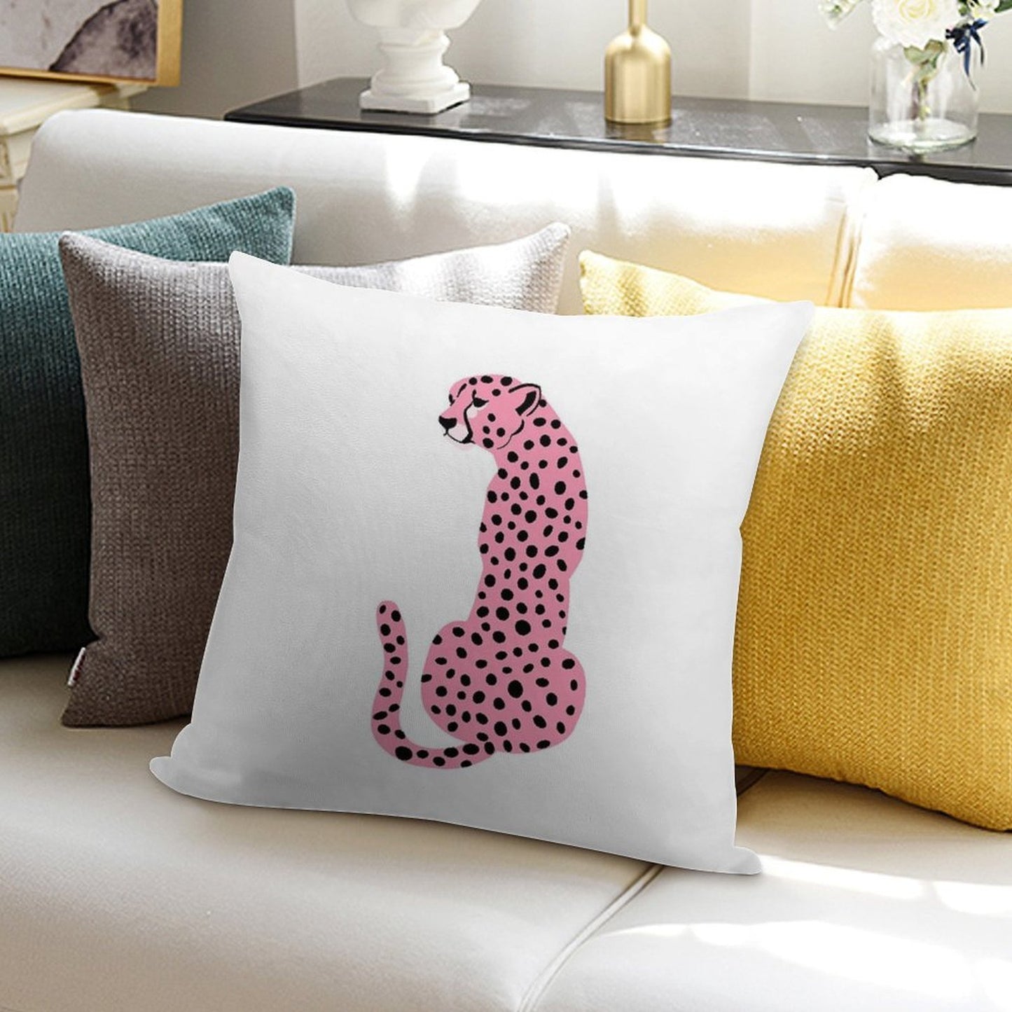 Pink Cheetahleopard Soft Hidden Zipper Throw Pillow