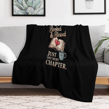 Womens Booked & Blessed, Just One More Chapter, Cozy Book Throw Blanket