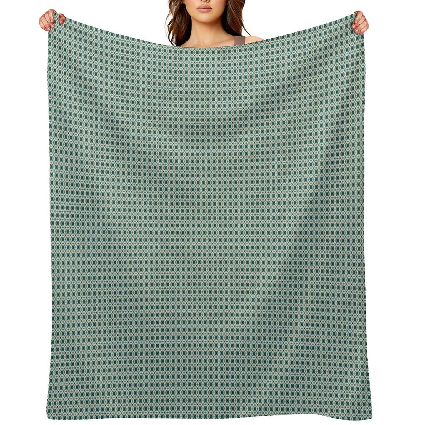 Tiny Diamond Petals in Green Throw Blanket