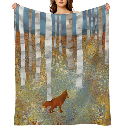 Autumn Fox Throw Blanket