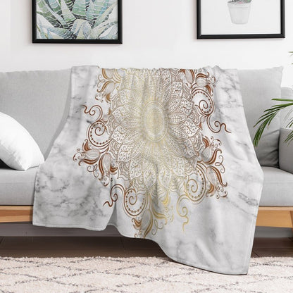 Mandala - Marble Gold Throw Blanket