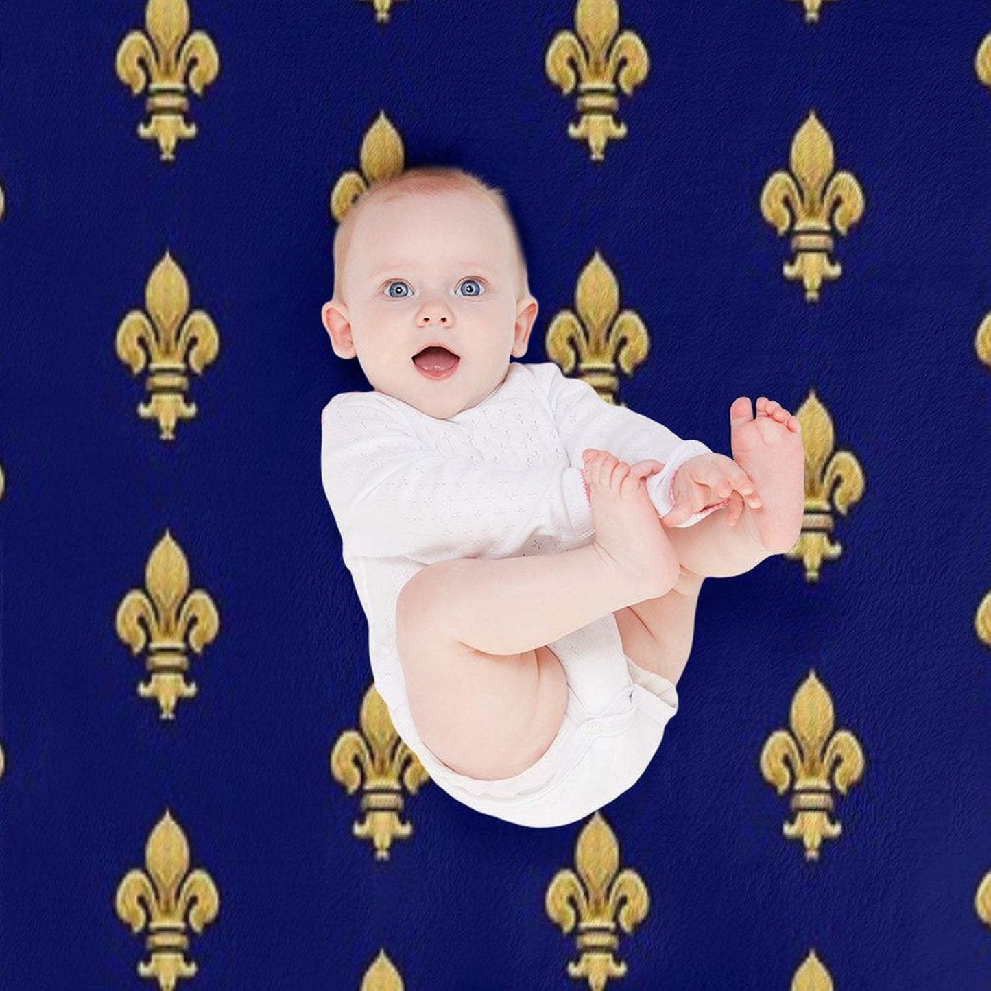 Royal Fleur De Lys Blue Throw Blanket