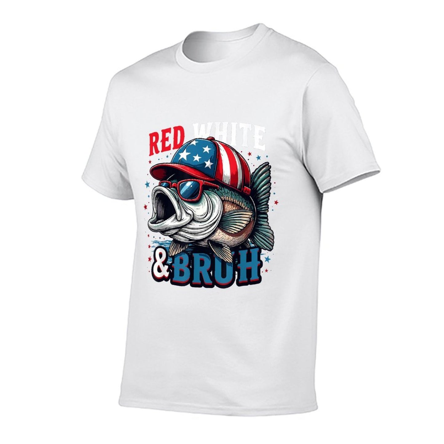Patriotic Red White  Bruh America Fish Fishing 4th Of July  Trendy Pattern T-Shirt