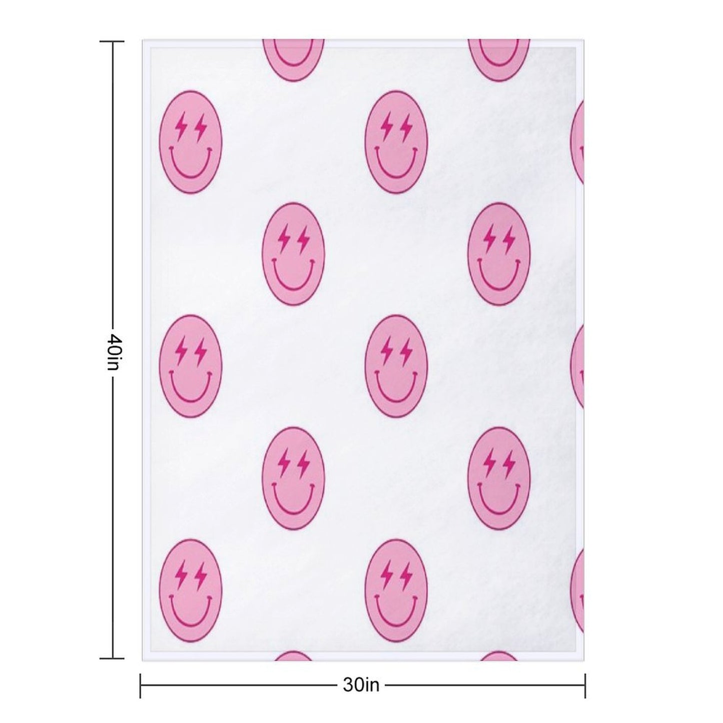 Hot Pink Lighting Bolt Smiley Face Throw Blanket