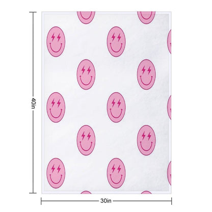 Hot Pink Lighting Bolt Smiley Face Throw Blanket
