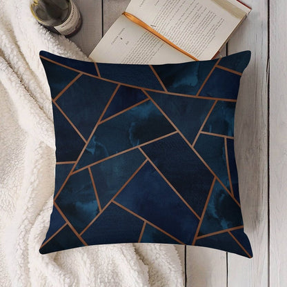 Navy & Copper Geo Linen Throw Pillow Cover