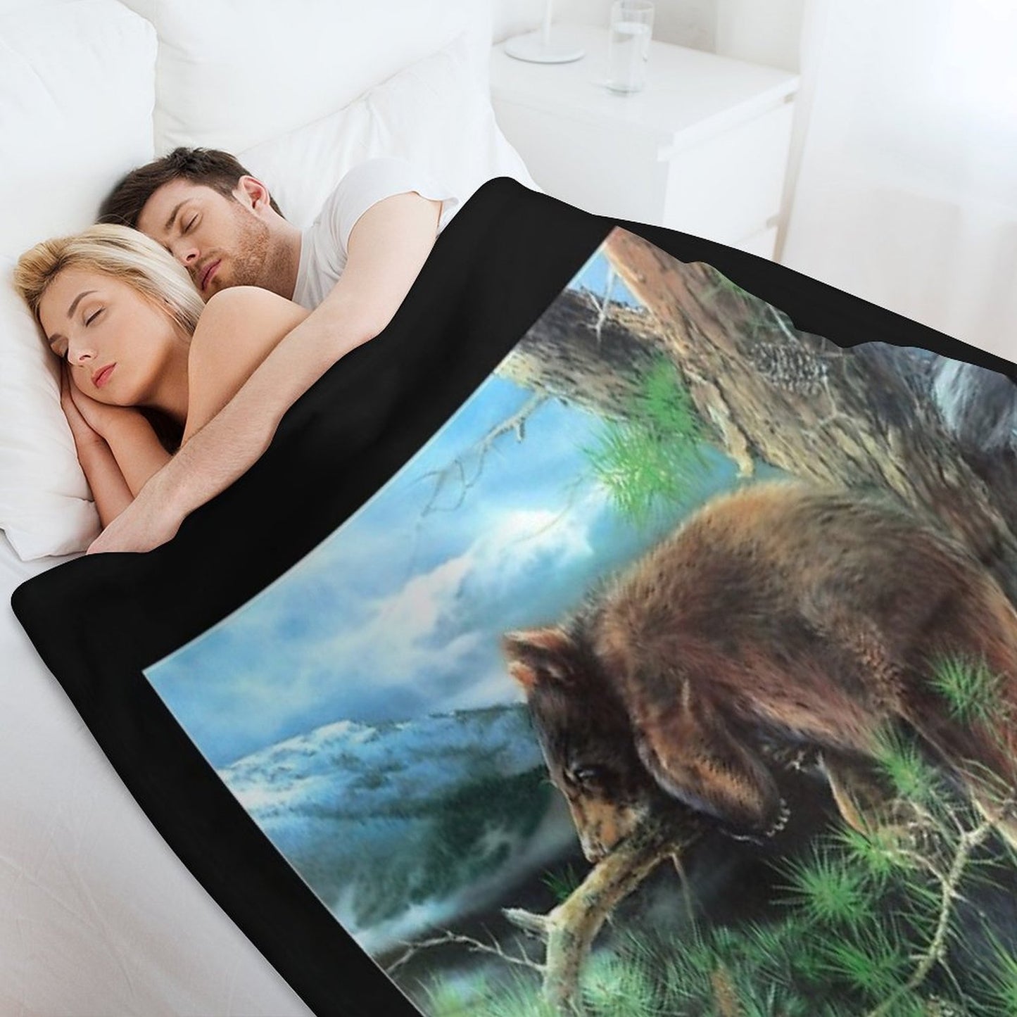 Cinnamon Tree Black Bear Cub Throw Blanket