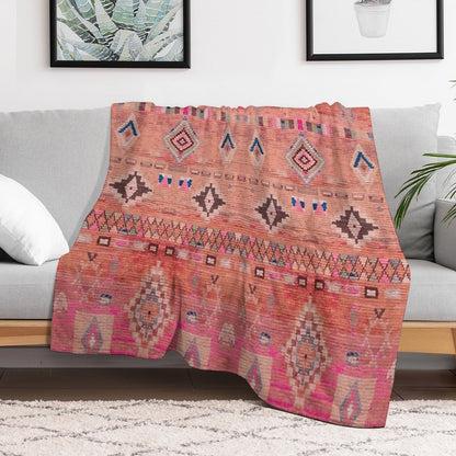 Traditional Moroccan Berber Rug Design Throw Blanket