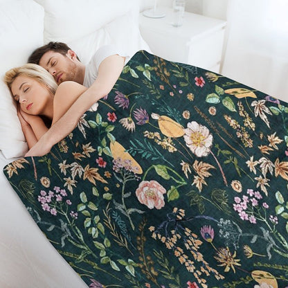 Hana Floral (teal) Throw Blanket