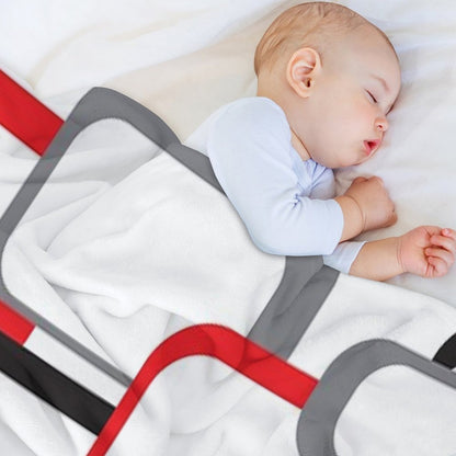 Retro Square Pattern Black Red Gray White Throw Blanket