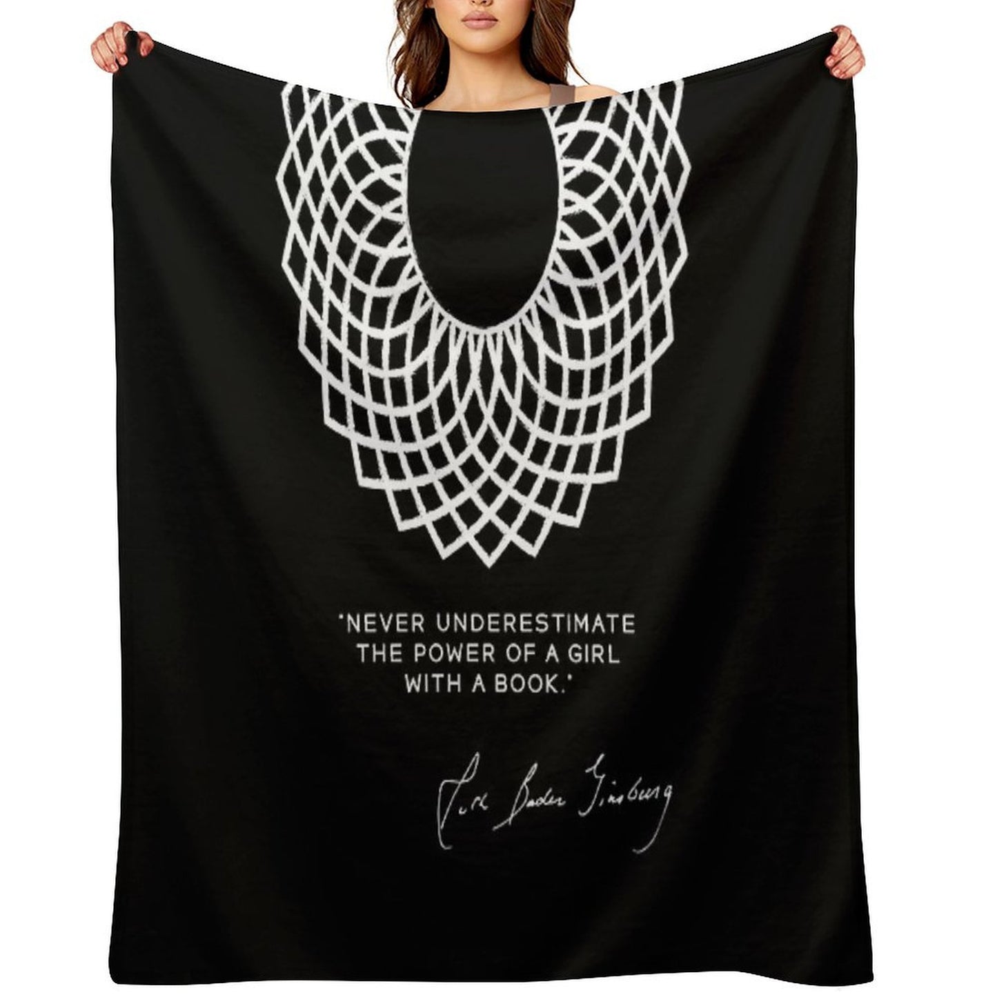 RBG Never Underestimate The Power of A Girl With A Book Throw Blanket