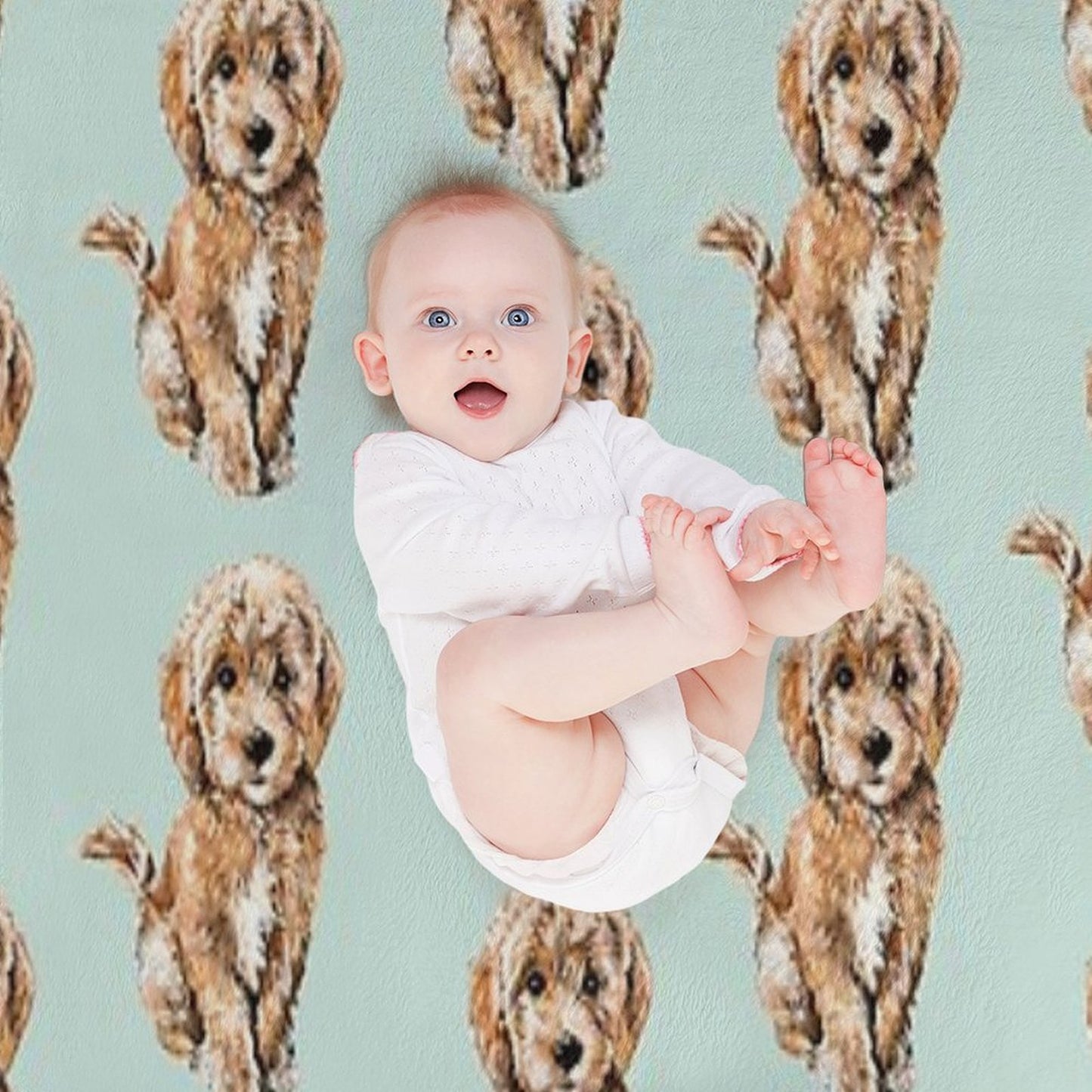 Poodle Goldendoodle Puppy Watercolor Illustration Throw Blanket