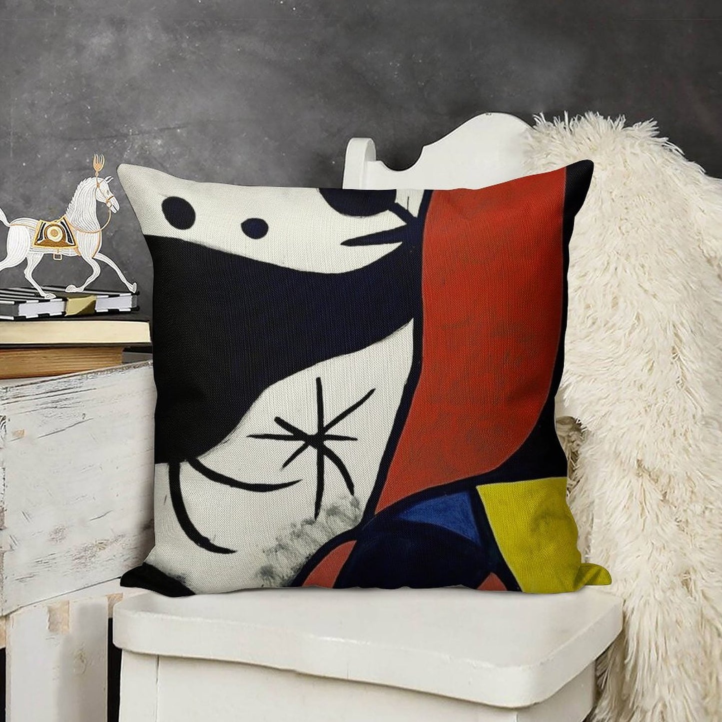 Mirò Art 1 Linen Throw Pillow Cover