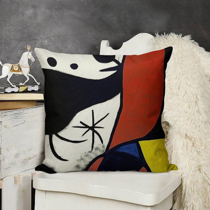 Mirò Art 1 Linen Throw Pillow Cover