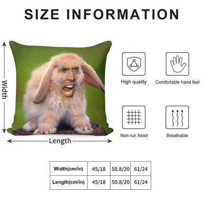 Nicolas Cage Bunny Photoshop Soft Warmth Comfort Throw Pillow