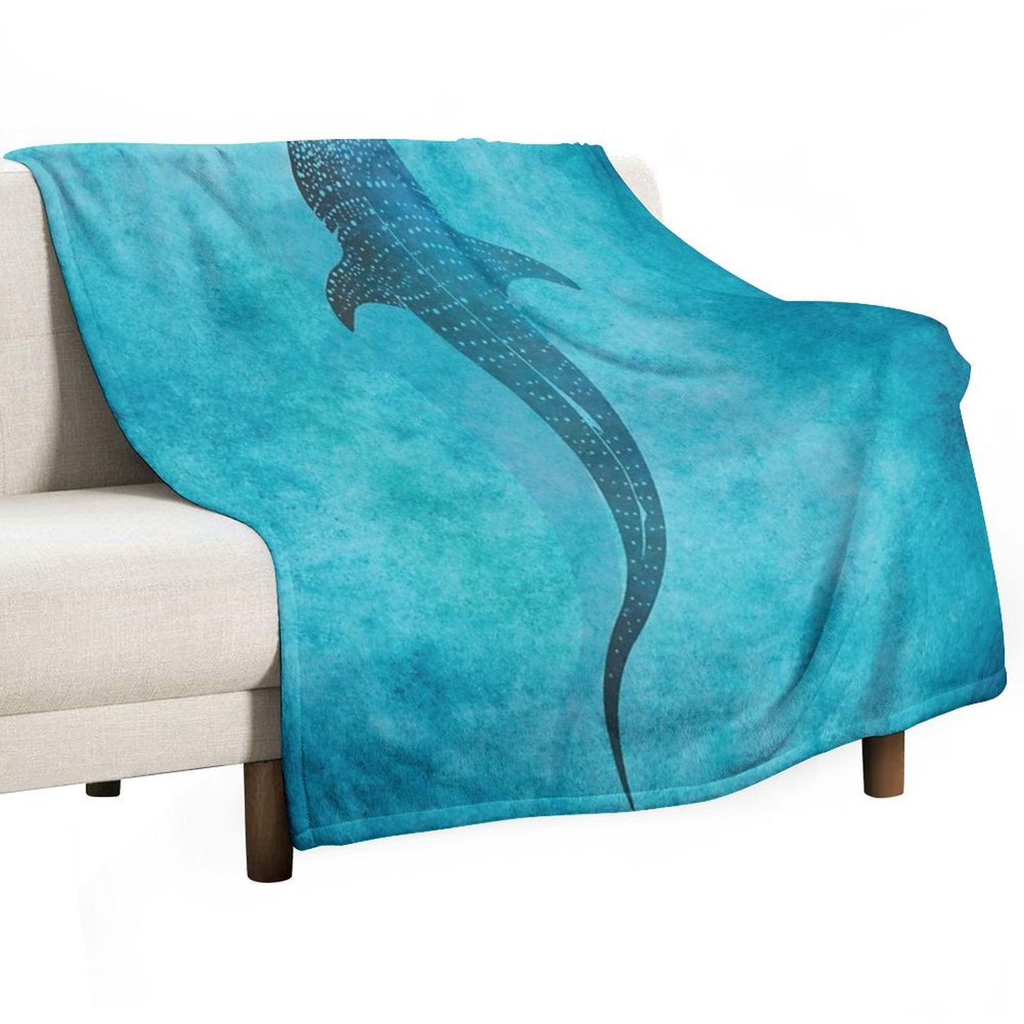 Whale Shark Blue Ocean Throw Blanket