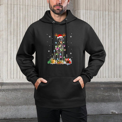 Great Dane Christmas Santa Hat Fairy Lights Pajama Dog Lover Men Women Kids Relaxed Fit Hoodie
