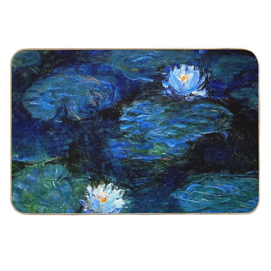 Water Lilies Monet Deep Blue  Repositionable Bath Mat