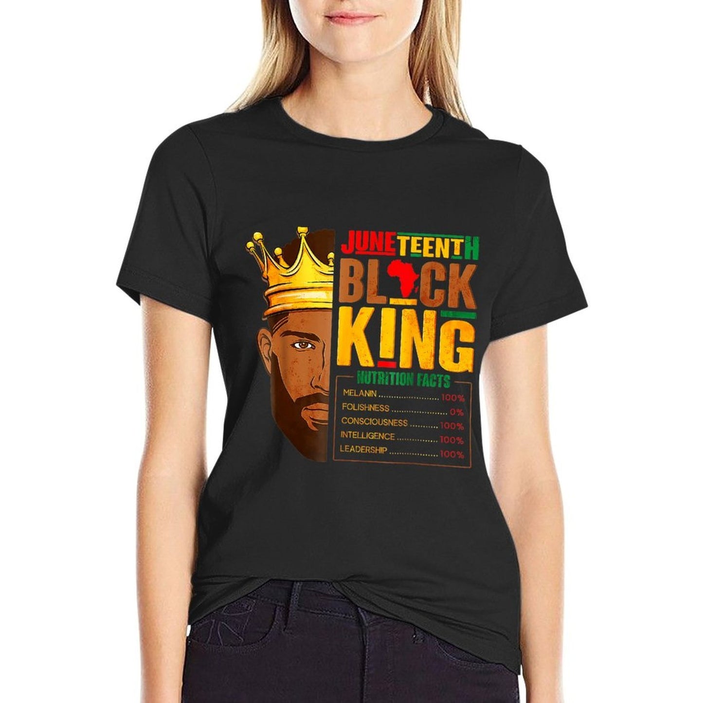 Juneteenth Black King Nutritional Facts  Polyester Blend T-Shirt