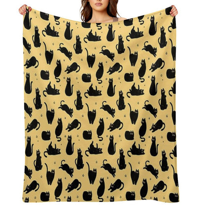 Black Cat Pattern Throw Blanket