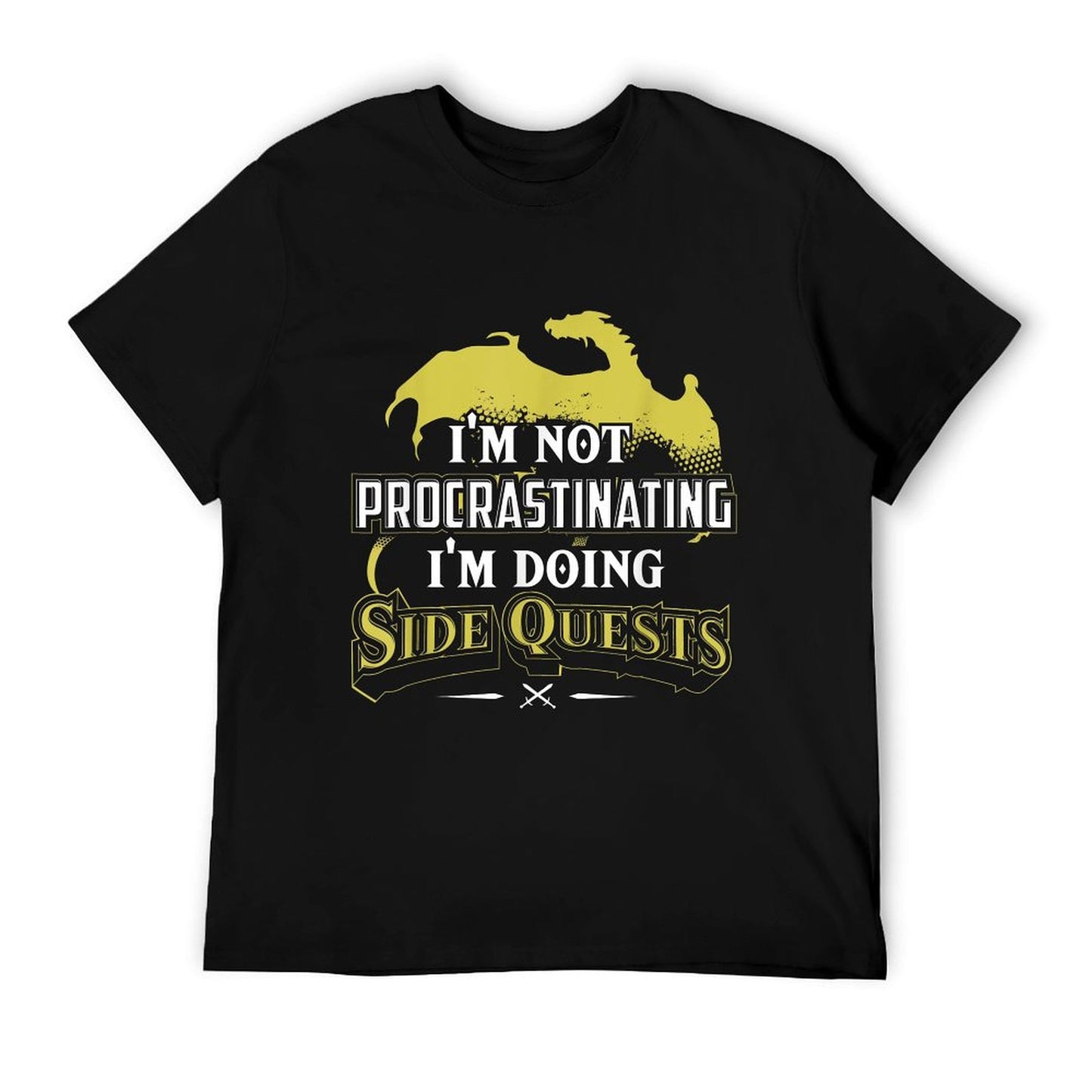 RPG Gamer I&#39;m Doing Side Quests - Casual Crew Neck,, Adult Polyester (Black) T-Shirt