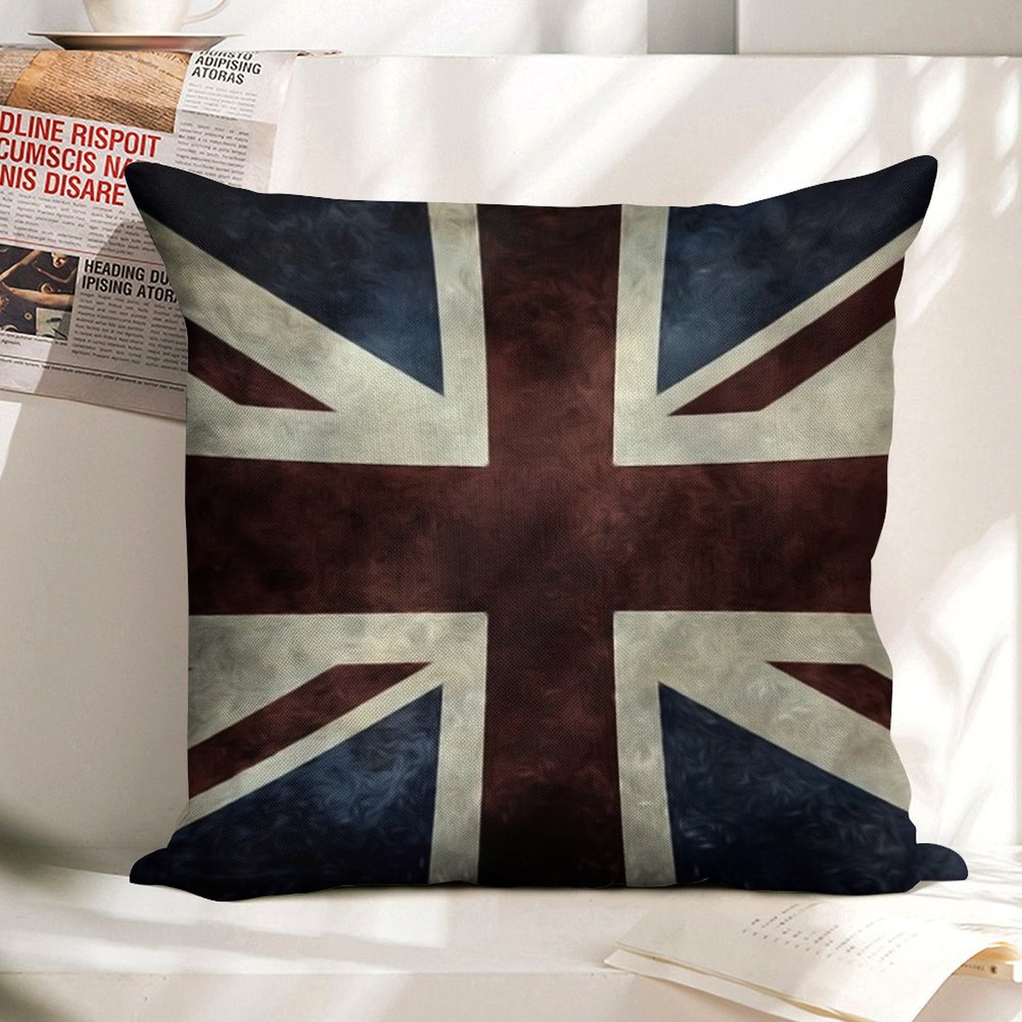 A Grunge Looking Distressed Union Jack Uk Version Linen Throw Pillow Cover