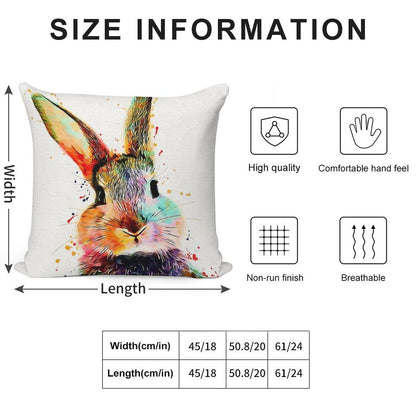 Rabbit Watercolor Art Work Soft Warmth Comfort Throw Pillow