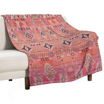 Traditional Moroccan Berber Rug Design Throw Blanket