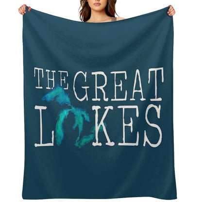 The Great Lakes Watercolor Lakes Throw Blanket