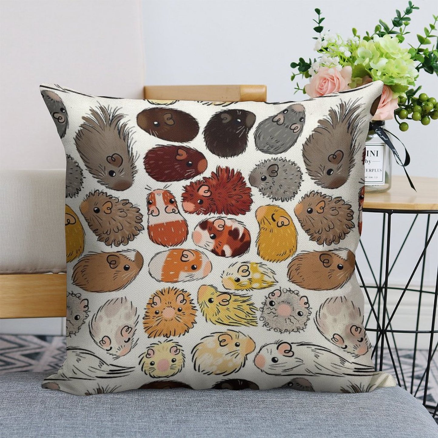 Guinea Pig Gradient Linen Throw Pillow Cover