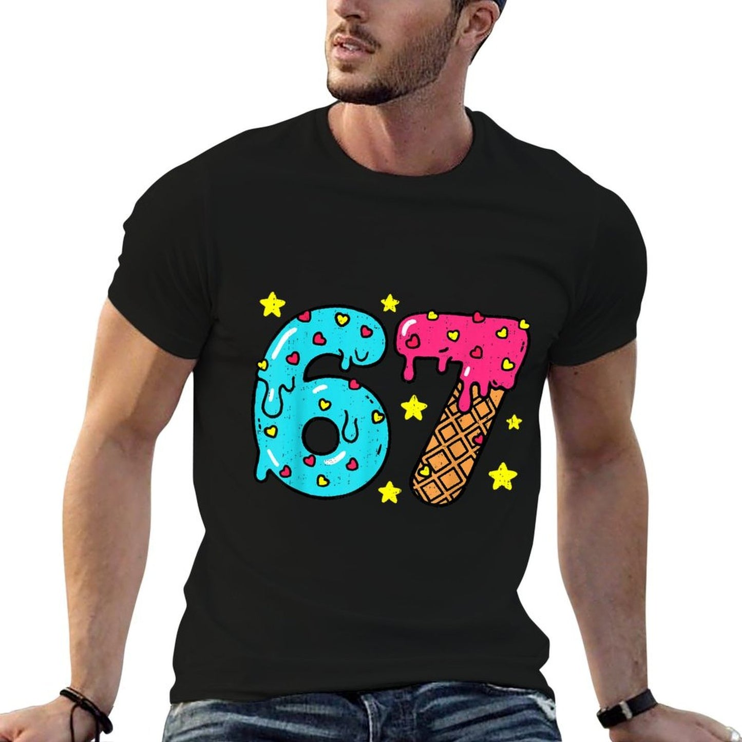 Funny Number Six Seven Ice Cream Drip Cool Meme 67 Sports  Vintage-inspired T-Shirt