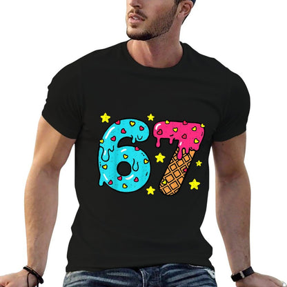 Funny Number Six Seven Ice Cream Drip Cool Meme 67 Sports  Vintage-inspired T-Shirt