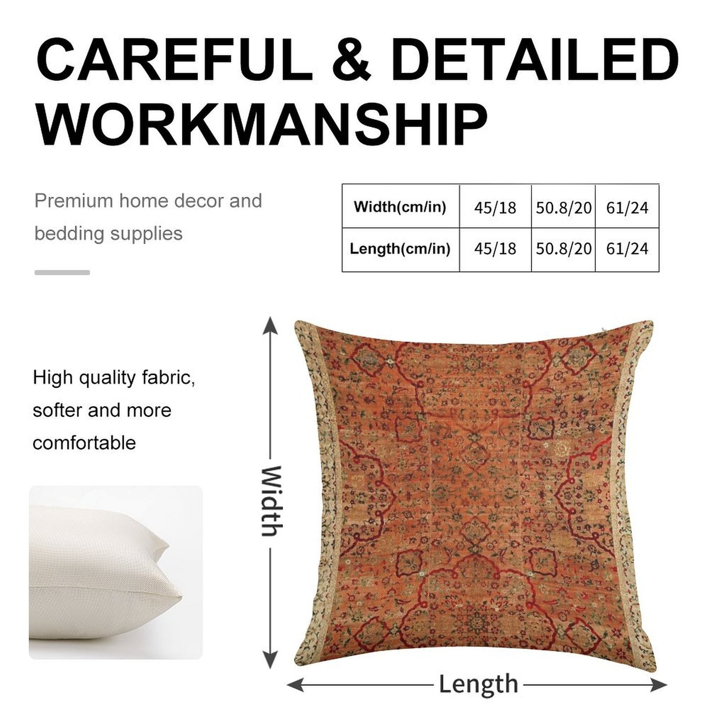 17th Century Velvet And Silk Carpet Print Linen Throw Pillow Cover