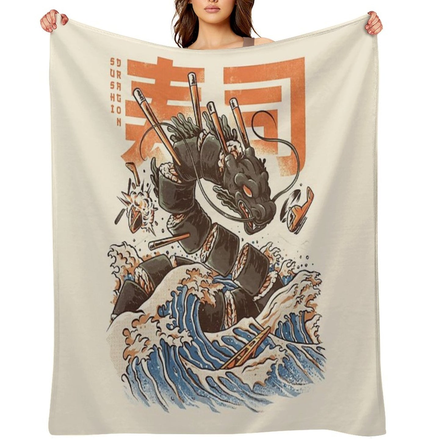 Great Sushi Dragon Throw Blanket
