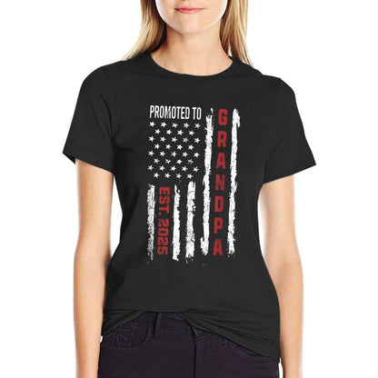 American Flag Promoted To Grandpa, First Time Grandpa 2025 T-Shirt