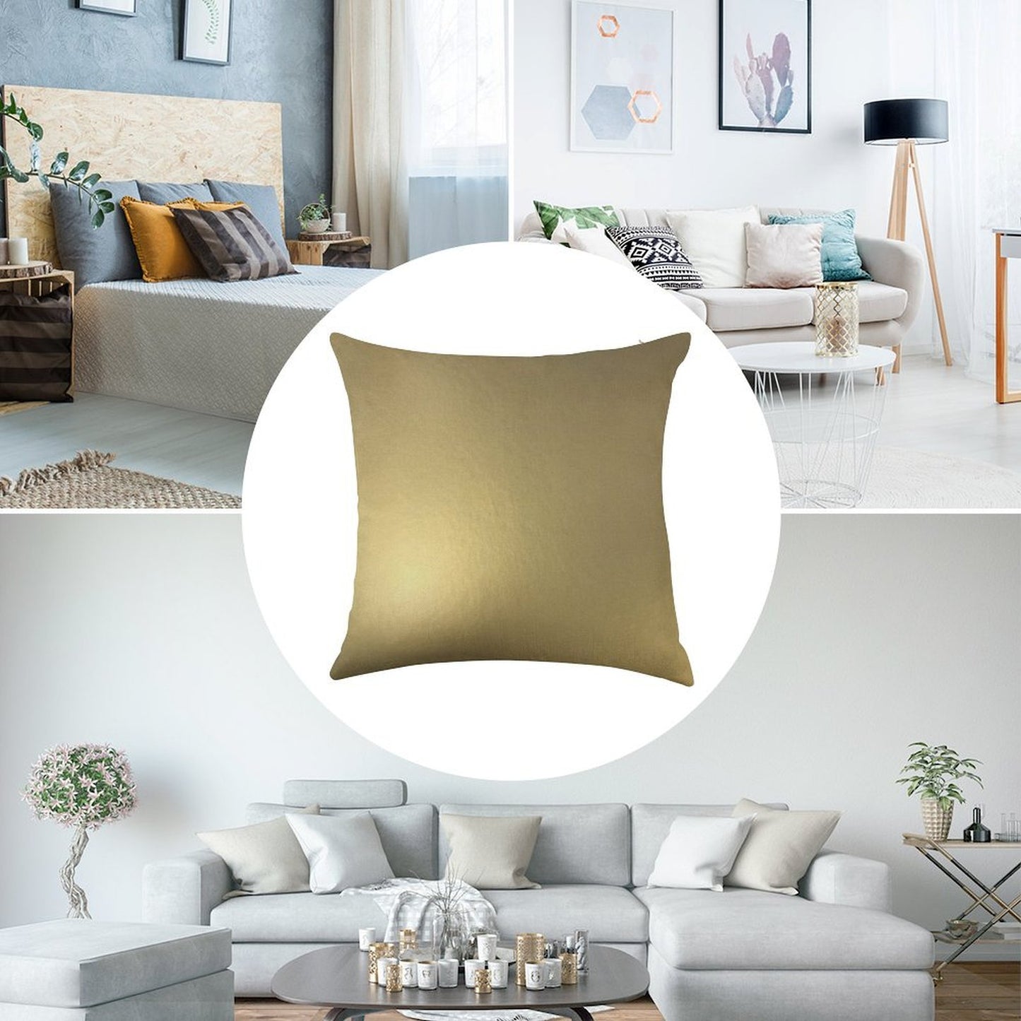 Metallic Gold Linen Throw Pillow Cover