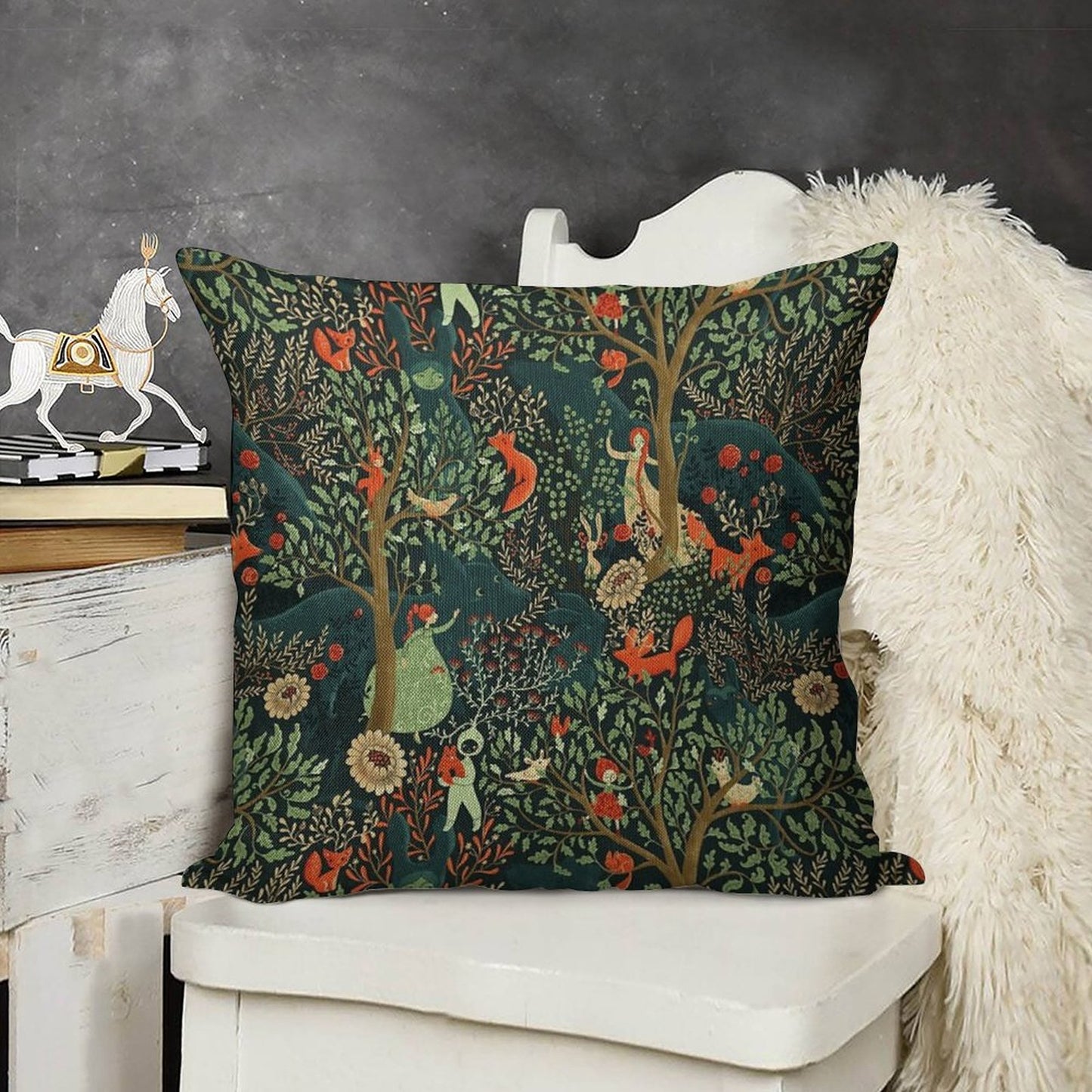 Whimsical Wonderland Linen Throw Pillow Cover