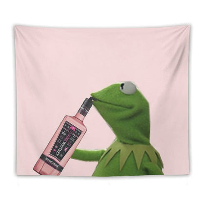 Kermit Sipping Pink Whitney Tapestry