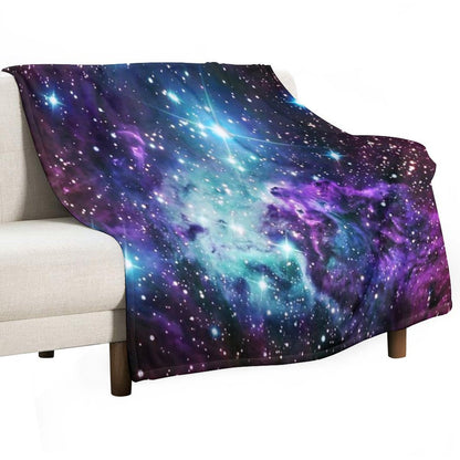 Fox Fur Nebula Teal Turquoise Purple Throw Blanket