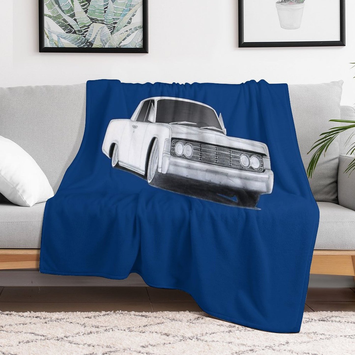 1965 Lincoln Continental Drawing Throw Blanket