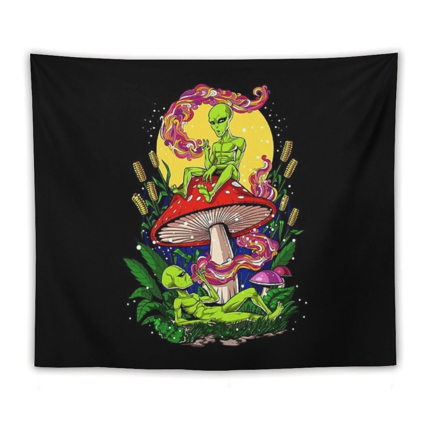 Magic Mushrooms Aliens Tapestry