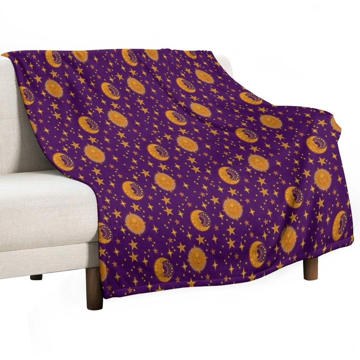 Bohemian 90's Sun And Moon Celestial Pattern Throw Blanket