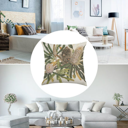Banksia Serrata Linen Throw Pillow Cover