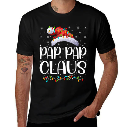 Pap Pap Claus Xmas Lights Christmas Pajama Matching Family  Oversized Silhouette T-Shirt