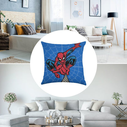 Spider Superhero Linen Throw Pillow Cover